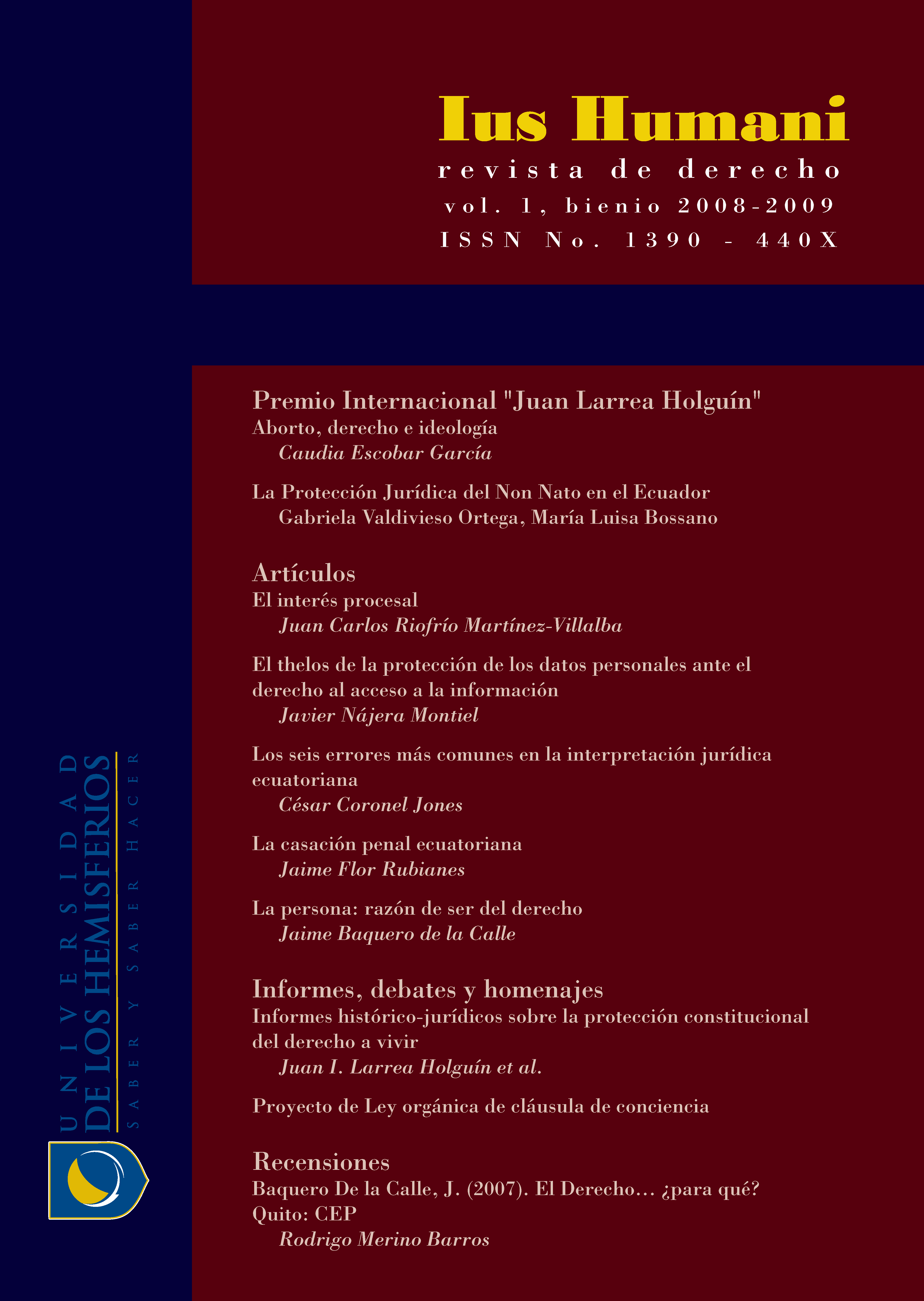 "First volume of Ius Humani Law Journal"